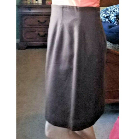 Pencil Skirt, Brown, Wool Flannel Lined - Picture 3 of 5